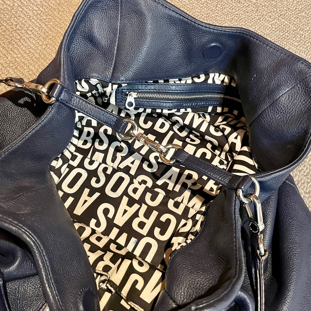 Marc by Marc Jacobs Blue Leather Crossbody Hobo Handbag - Picture 8 of 16